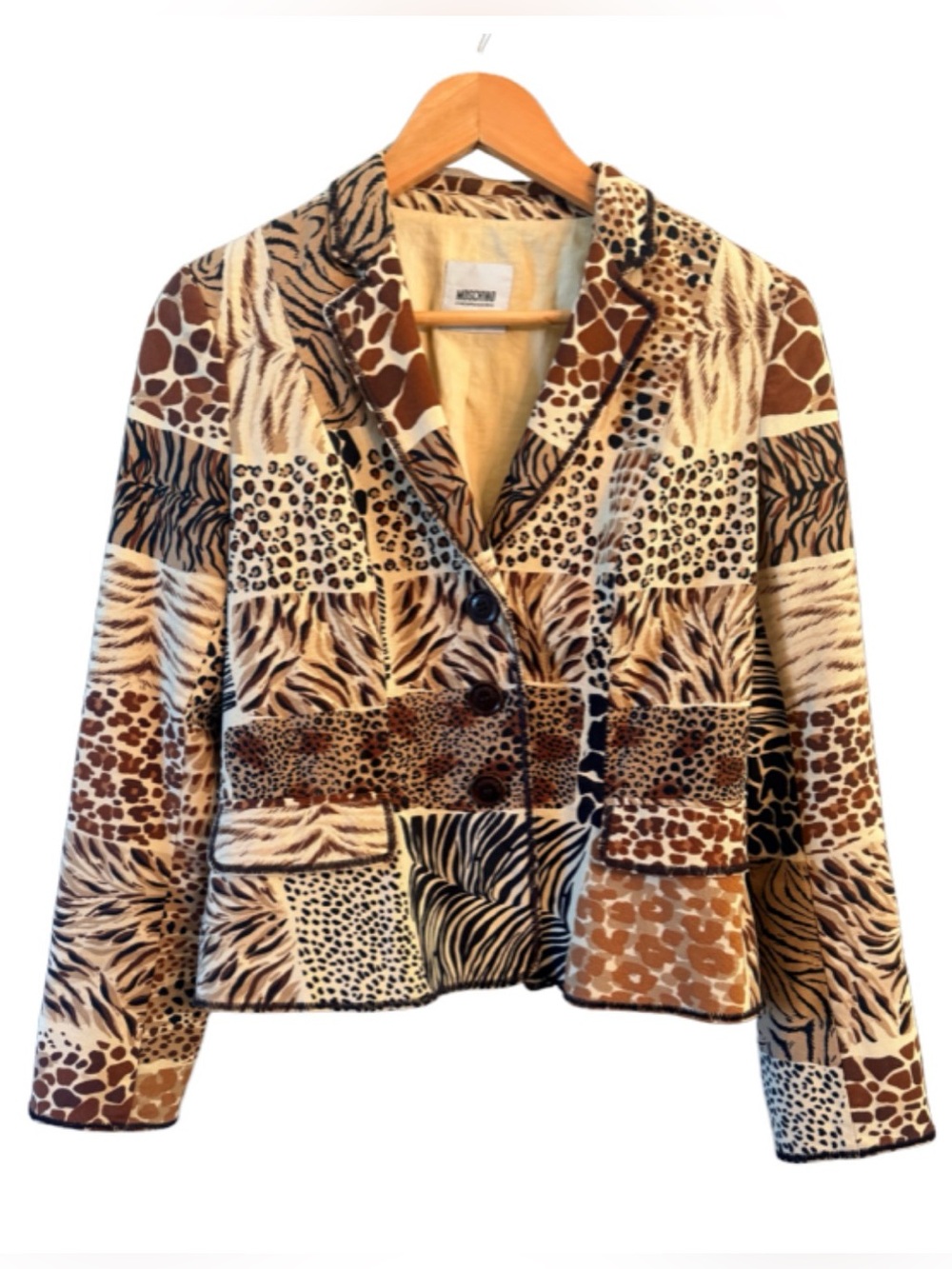 Vintage Moschino Cheap and Chic Animal Print Patchwork Blazer Size 8